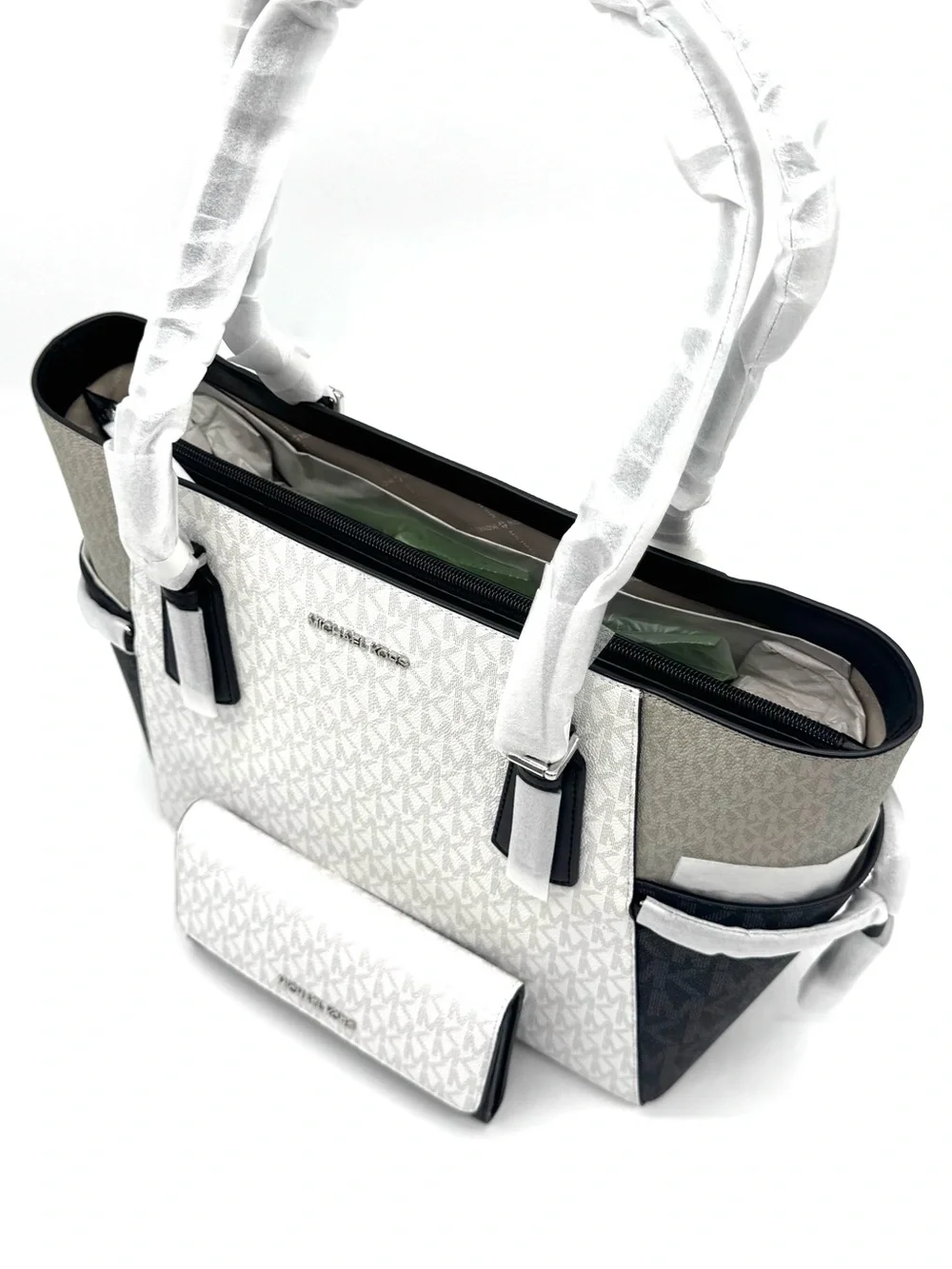 Michael Kors Voyager Large Color - Block Logo Tote Bag w Matching Trifold Wallet